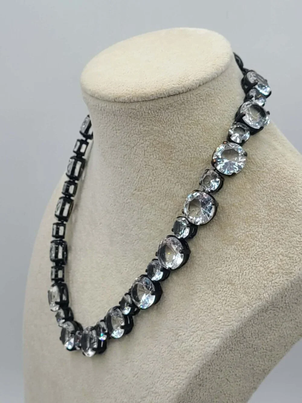 J Crew Crystal Necklace set in Gunmetal NWOT